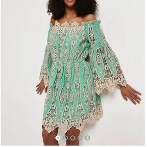 EUC RIVER ISLAND BOHEMIAN DRESS IN TEAL SIZE 10